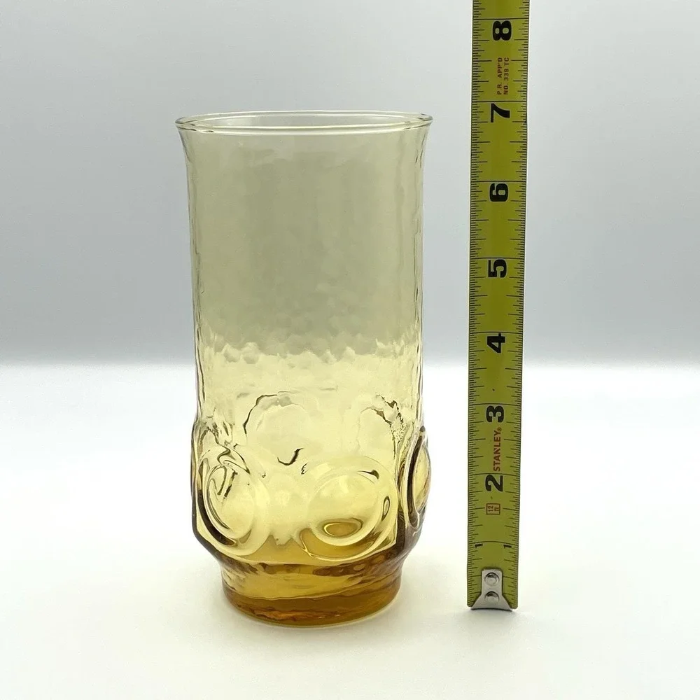 Vintage 1970s Anchor Hocking Heritage Hill Amber Large Tumbler 6.75